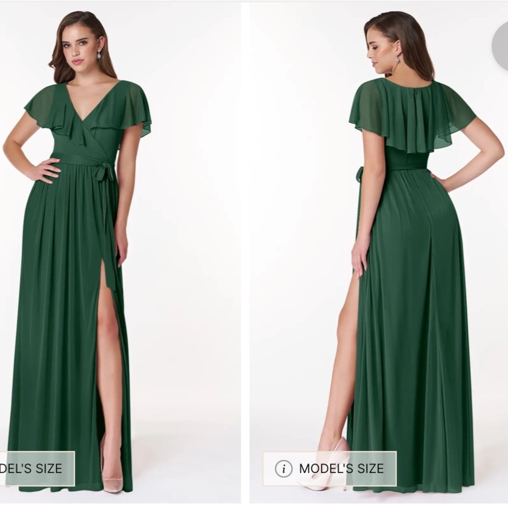 Azazie Jael Dark Green Maxi Dress with Slit